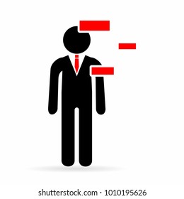 Businessman with minus symbols