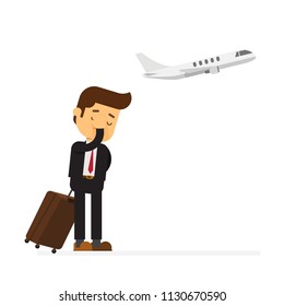 Businessman missed a plane and very upset