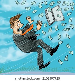 Businessman misses briefcase and loses all money.