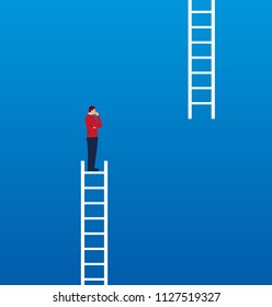 Businessman missing ladder climbing upwards