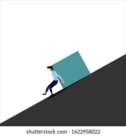 Businessman with a mission to accomplish ,overcoming hardship, conquering a difficult mission, vector. Illustration,