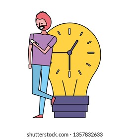businessman mobile clock