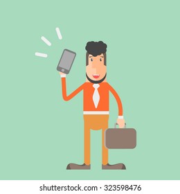 Businessman and mobile phone.