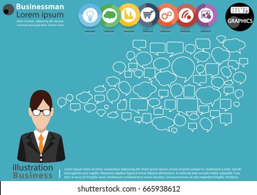 
Businessman  -  modern Idea and Concept Vector illustration Business Infographic template with Speech bubble,arrow,Circle, icon.