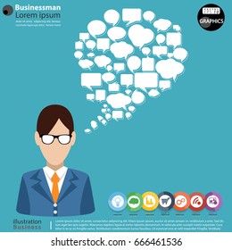 Businessman  -  modern Idea and Concept Vector illustration Business Infographic template with Speech bubble,arrow,Circle, icon.