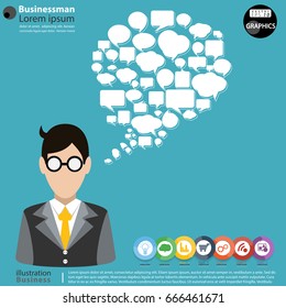 Businessman  -  modern Idea and Concept Vector illustration Business Infographic template with Speech bubble,arrow,Circle, icon.