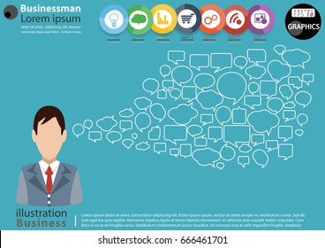 Businessman  -  modern Idea and Concept Vector illustration Business Infographic template with Speech bubble,arrow,Circle, icon.