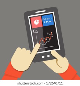 Businessman with modern tablet computer. Stock exchange revenue