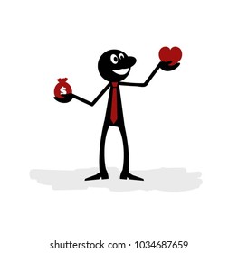businessman with money bag and heart