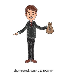Businessman and money cartoon scribble