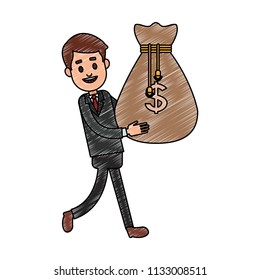 Businessman and money cartoon scribble