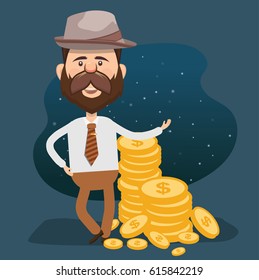 Businessman and money design,clean vector