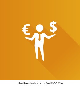 Businessman money icon in Metro user interface color style. Business wealth dollar sign