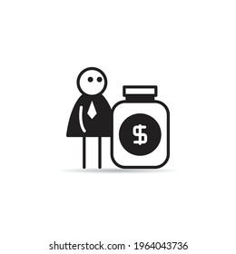 businessman and money jar icon vector
