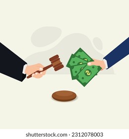 Businessman with money and judge with gavel vector illustration