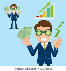 Businessman money man, vector illustration cartoon