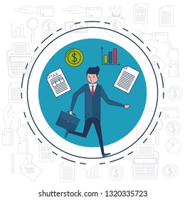 Businessman and money symbols