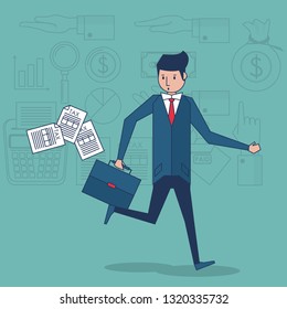 Businessman and money symbols