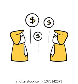 businessman and money yellow doodle theme