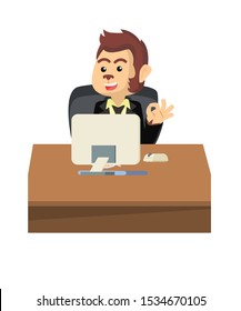 businessman monkey happy vector illustration design