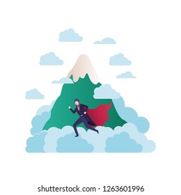 businessman with mountain avatar character