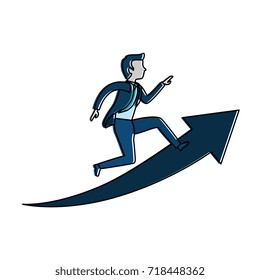 businessman mounted on a arrow avatar character