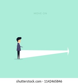 Businessman move on, vector concept, Arrow pointing forward, vector illustrator