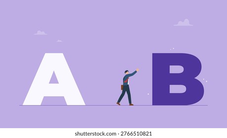 Businessman move from plan a to b, changing business strategies for survival. Alternative or business strategic plan concept.