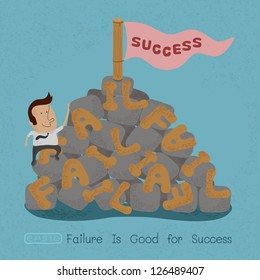 Businessman moving over the Failure go to success , symbolizing the overcoming of an obstacle and achieving your goals  , eps10 vector format