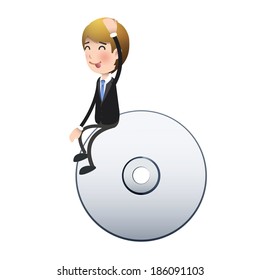 Businessman with mpty Cd. Vector design. 