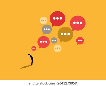 Businessman with multiple words and ideas