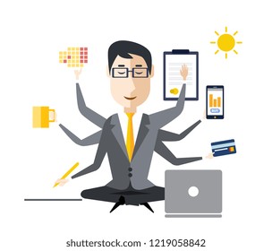 Businessman With Multitasking