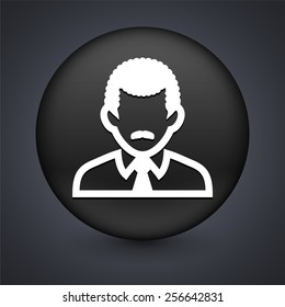 Businessman with Mustache on Black Round Buttons