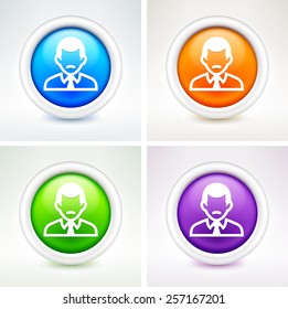 Businessman with Mustache on  Color Round Buttons