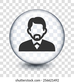 Businessman with Mustache on Transparent Round Buttons