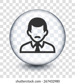 Businessman with Mustache on Transparent Round Buttons