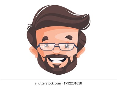 Businessman is with a naughty face expression. Vector graphic illustration. Individually on a white background.