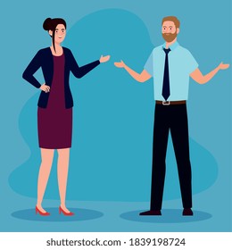 Businessman with necktie and businesswoman design, Man woman business management corporate job occupation and worker theme Vector illustration