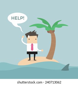 Businessman need help on the small island.