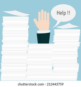 businessman need help under a lot of paper