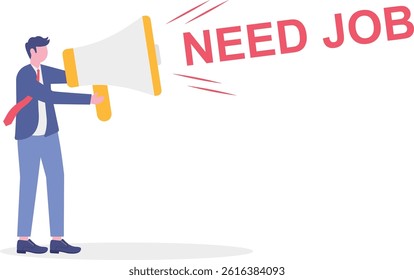 businessman, need job, Text, megaphone ,icon


