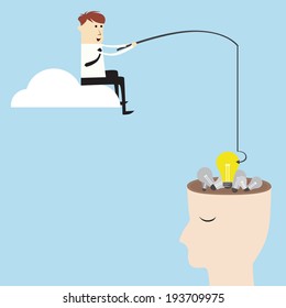 Businessman needs a good idea, vector design