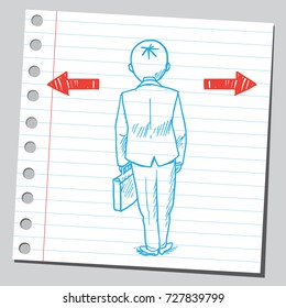 Businessman needs to make a choice about which way to go.