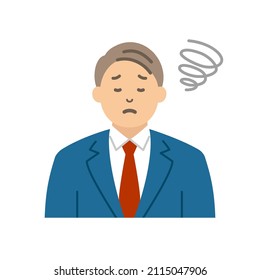 Un hombre de negocios con una expresión negativa. Ilustración vectorial de estilo de dibujos animados.