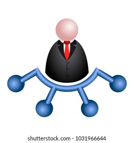 Businessman with network icon