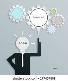Businessman with new creative business idea.Vector file.