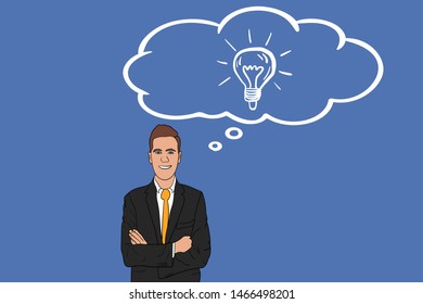 
Businessman and new idea. the worker came up with a new idea