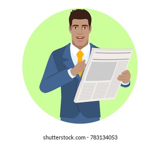 Businessman Newspaper Pointing Himself Portrait Black Stock Vector ...