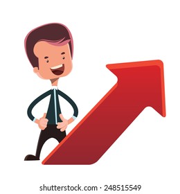 Businessman next to red arrow vector illustration cartoon character