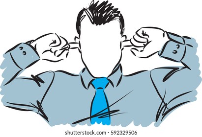 businessman no listening concept illustration